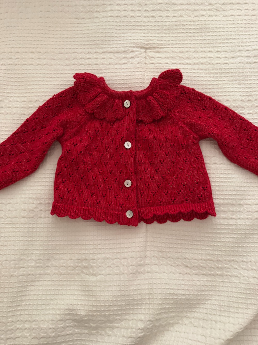 Konges Slojd Ruffle Collar Knit Girls Cardigan